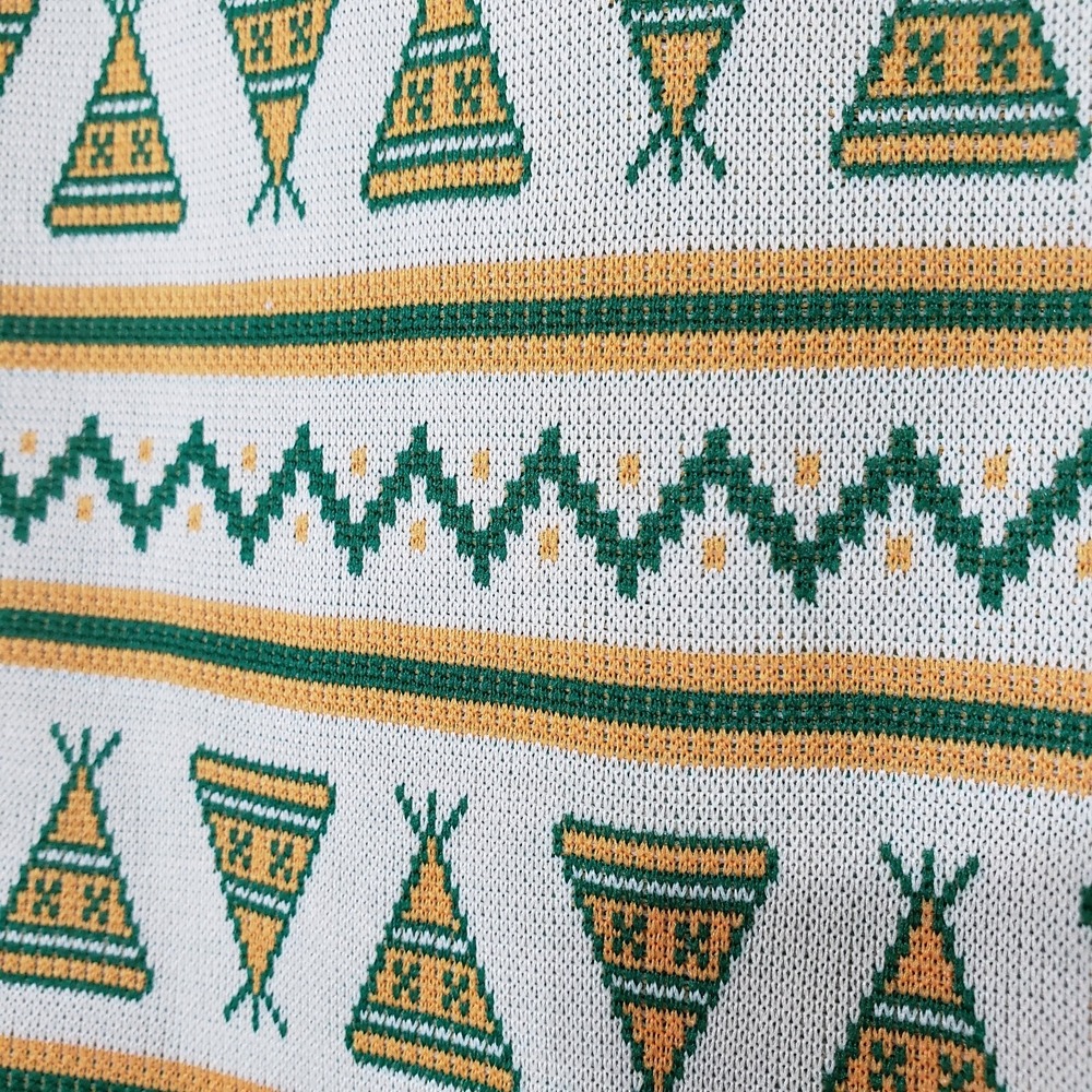 Vtg Sears Roebuck Girls Green Dress Zig Zag Teepee Pattern Drop Waist Sz 10 - Picture 3 of 13
